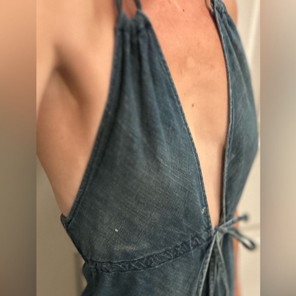 💫DIESEL Y2K Women’s Y2K Denim Maxi Bow Dress with Strings. RARE FIND - Picture 4 of 6